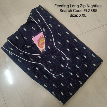 Navy Blue Cotton Nila Feeding Nighties -FLZ885