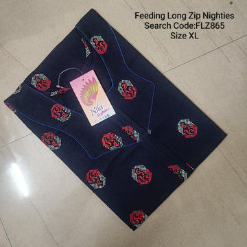 Ink Blue Cotton Nila Feeding Nighties -FLZ865