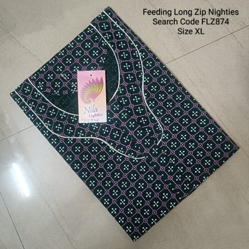 Blue Cotton Nila Feeding Nighties -FLZ874