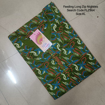 Green Cotton Nila Feeding Nighties -FLZ864