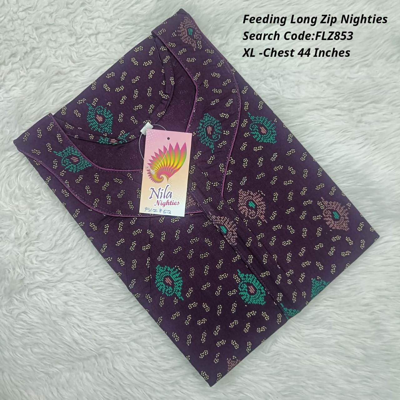 Wine Cotton Nila Feeding Nighties -FLZ853