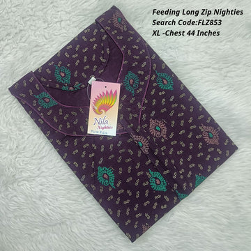 Wine Cotton Nila Feeding Nighties -FLZ853