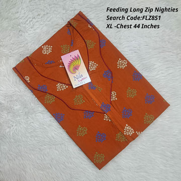 Orange Cotton Nila Feeding Nighties -FLZ851