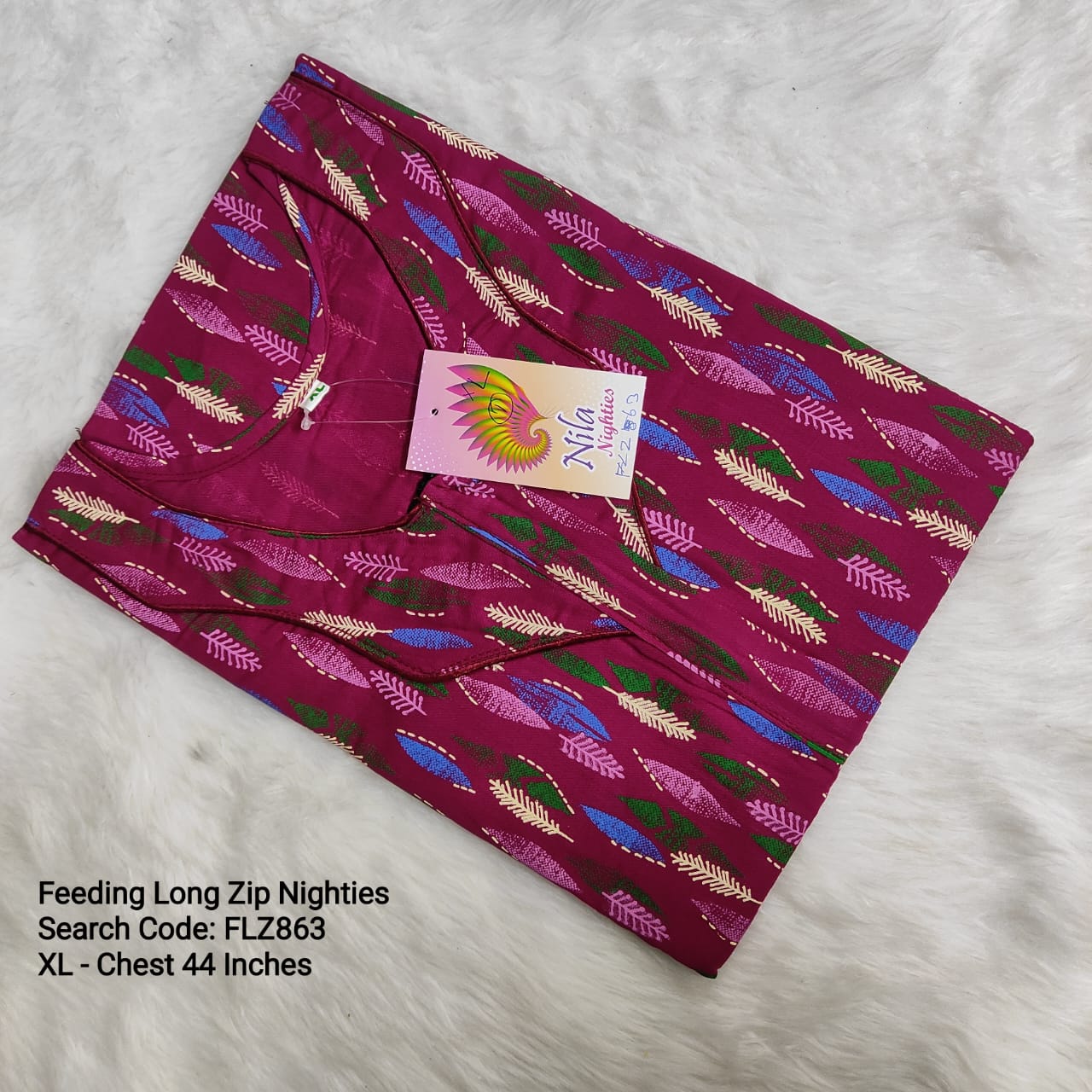 Pink Cotton Nila Feeding Nighties -FLZ863