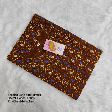 Brown Cotton Nila Feeding Nighties -FLZ869