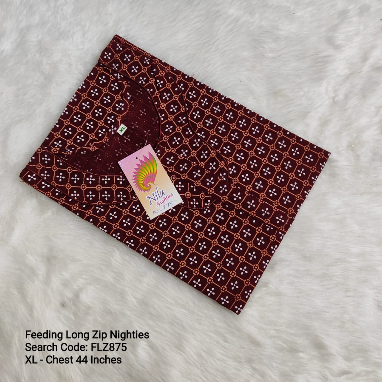 Brown Cotton Nila Feeding Nighties -FLZ875