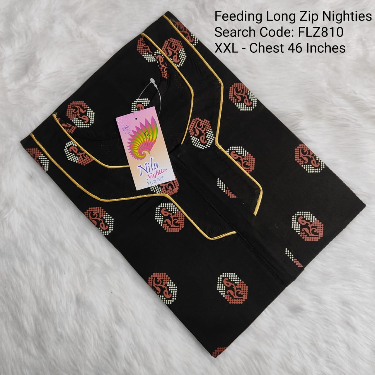 Coffee Brown Cotton Nila Feeding Nighties -FLZ810