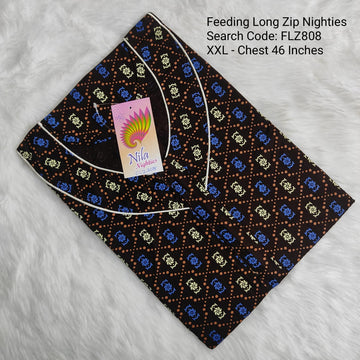 Black Cotton Nila Feeding Nighties -FLZ808