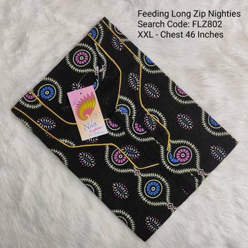 Black Cotton Nila Feeding Nighties -FLZ802