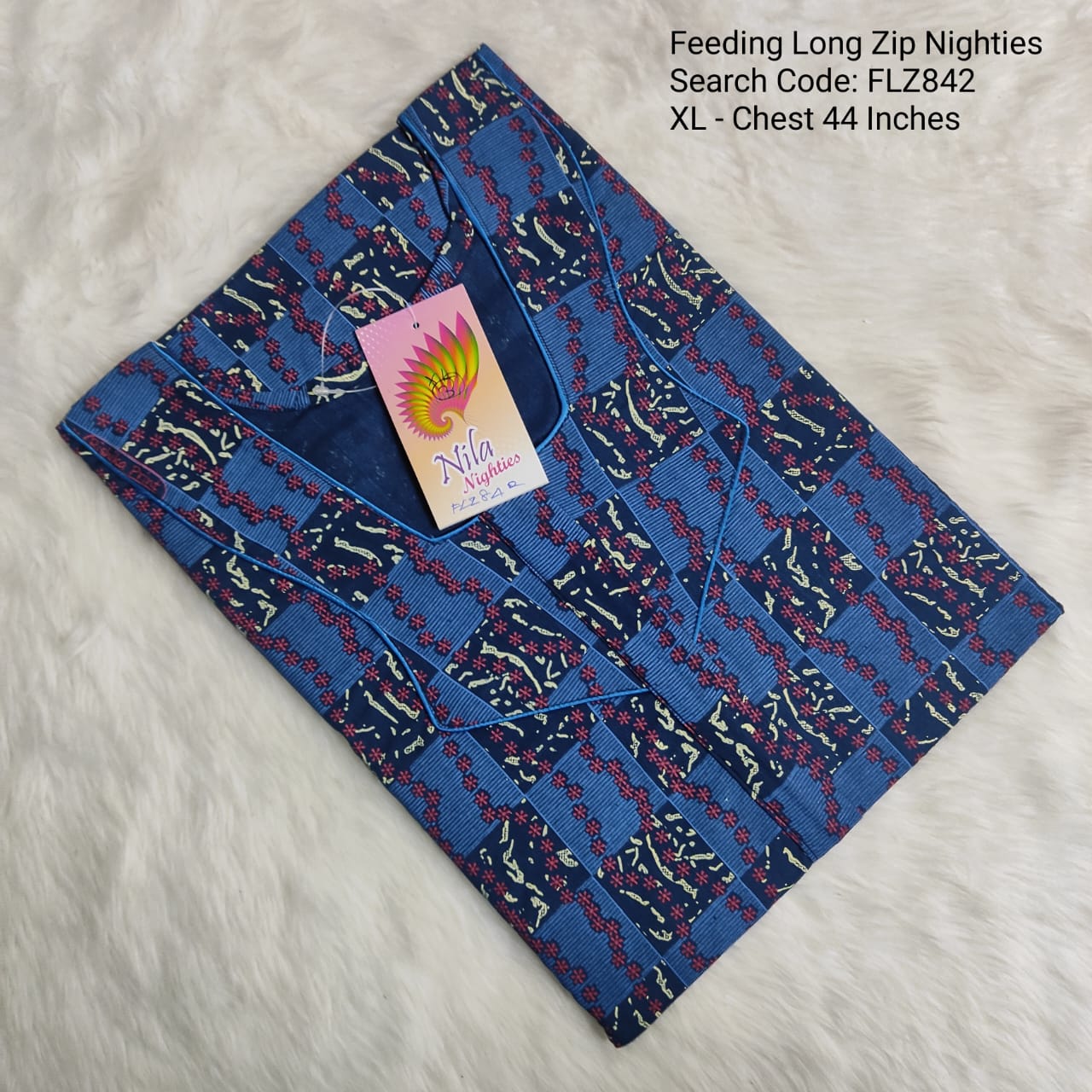 Blue Cotton Nila Feeding Nighties -FLZ842