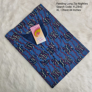 Blue Cotton Nila Feeding Nighties -FLZ842