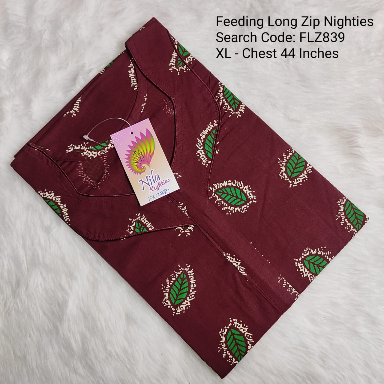 Maroon Cotton Nila Feeding Nighties -FLZ839