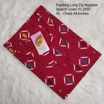 Red Cotton Nila Feeding Nighties -FLZ850