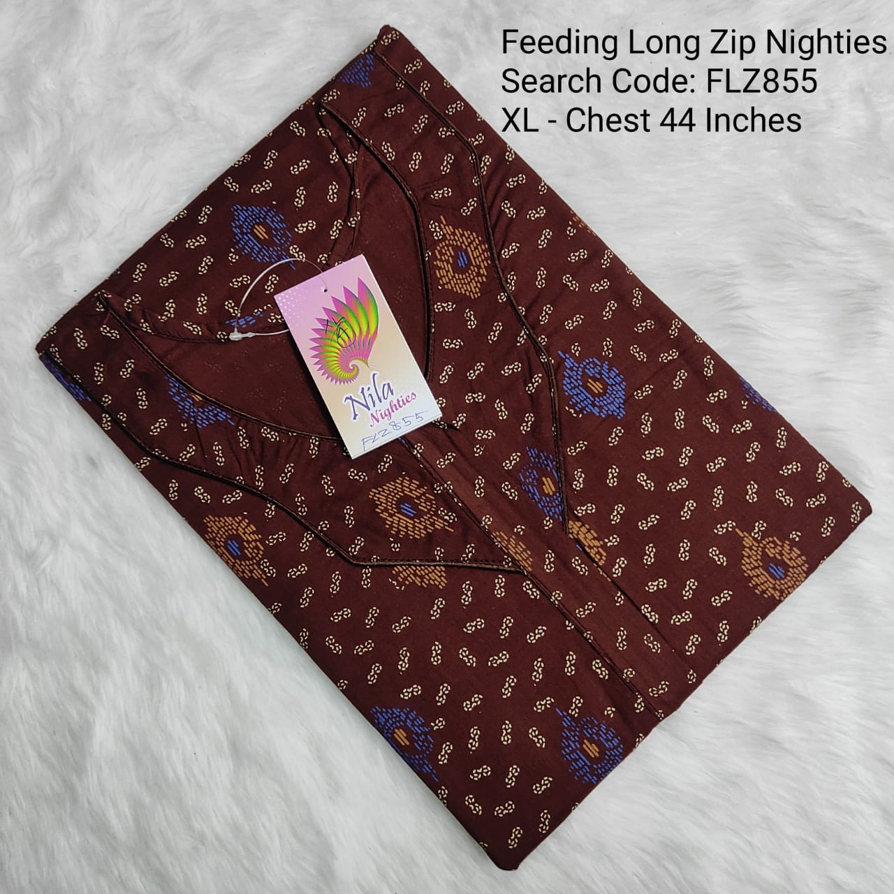 Brown Cotton Nila Feeding Nighties -FLZ855