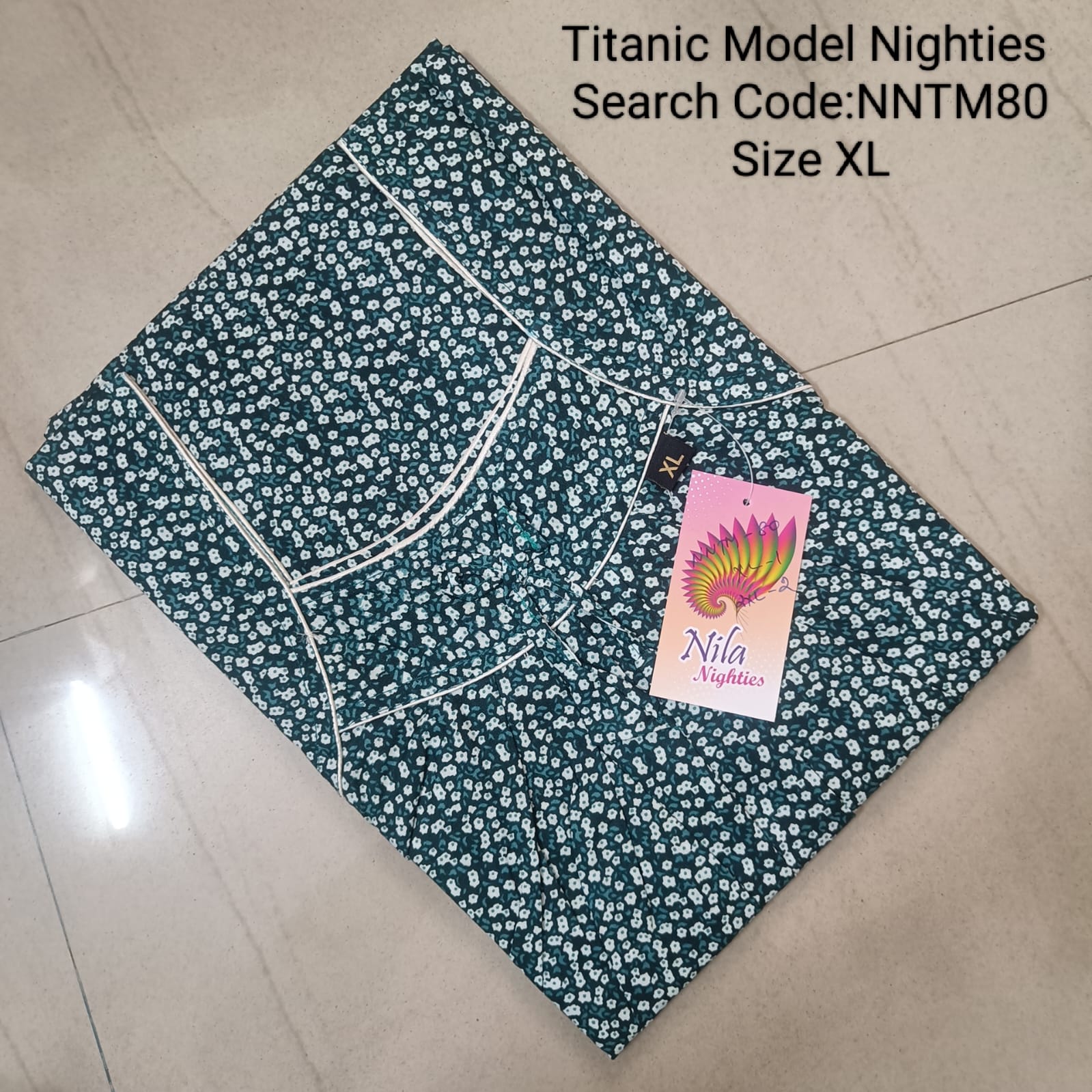 Green Cotton Nila Titanic Model Nighties -NNTM80
