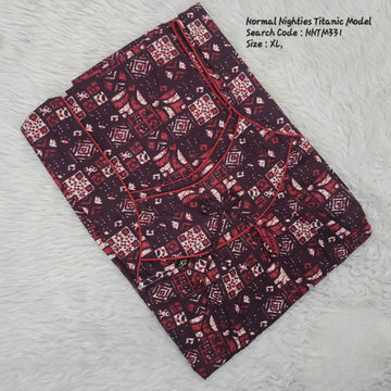 Coffee Brown Cotton Nila Titanic Model Nighties -NNTM331