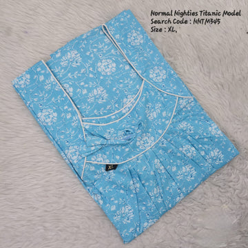 Sky Blue Cotton Nila Titanic Model Nighties -NNTM345