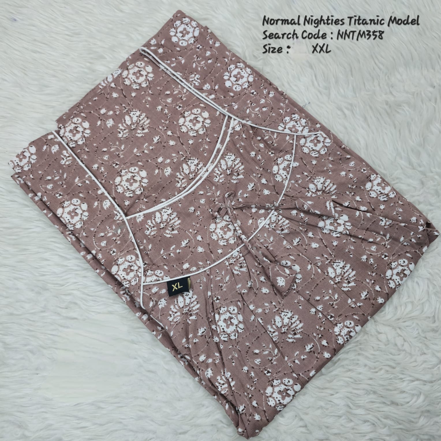Brown Cotton Nila Titanic Model Nighties -NNTM358