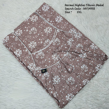 Brown Cotton Nila Titanic Model Nighties -NNTM358