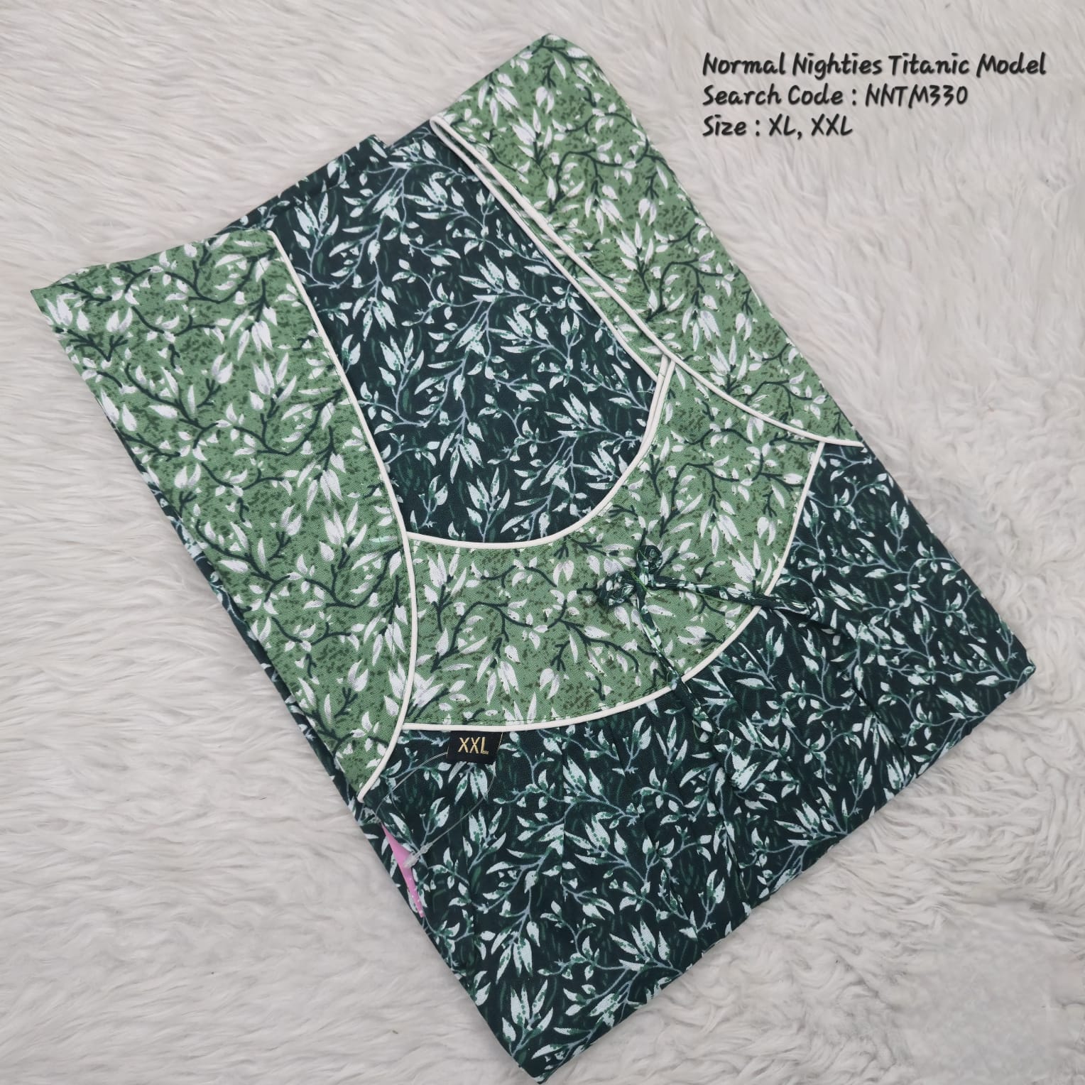 Bottle Green Cotton Nila Titanic Model Nighties -NNTM330