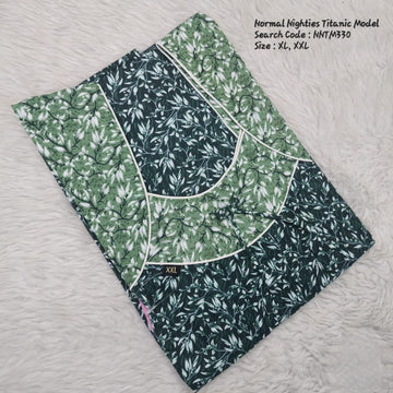 Bottle Green Cotton Nila Titanic Model Nighties -NNTM330