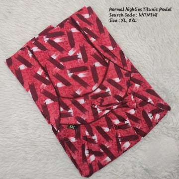 Red Cotton Nila Titanic Model Nighties -NNTM328
