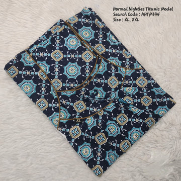 Navy Blue Cotton Nila Titanic Model Nighties -NNTM334