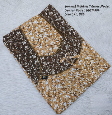 Mustard Cotton Nila Titanic Model Nighties -NNTM342