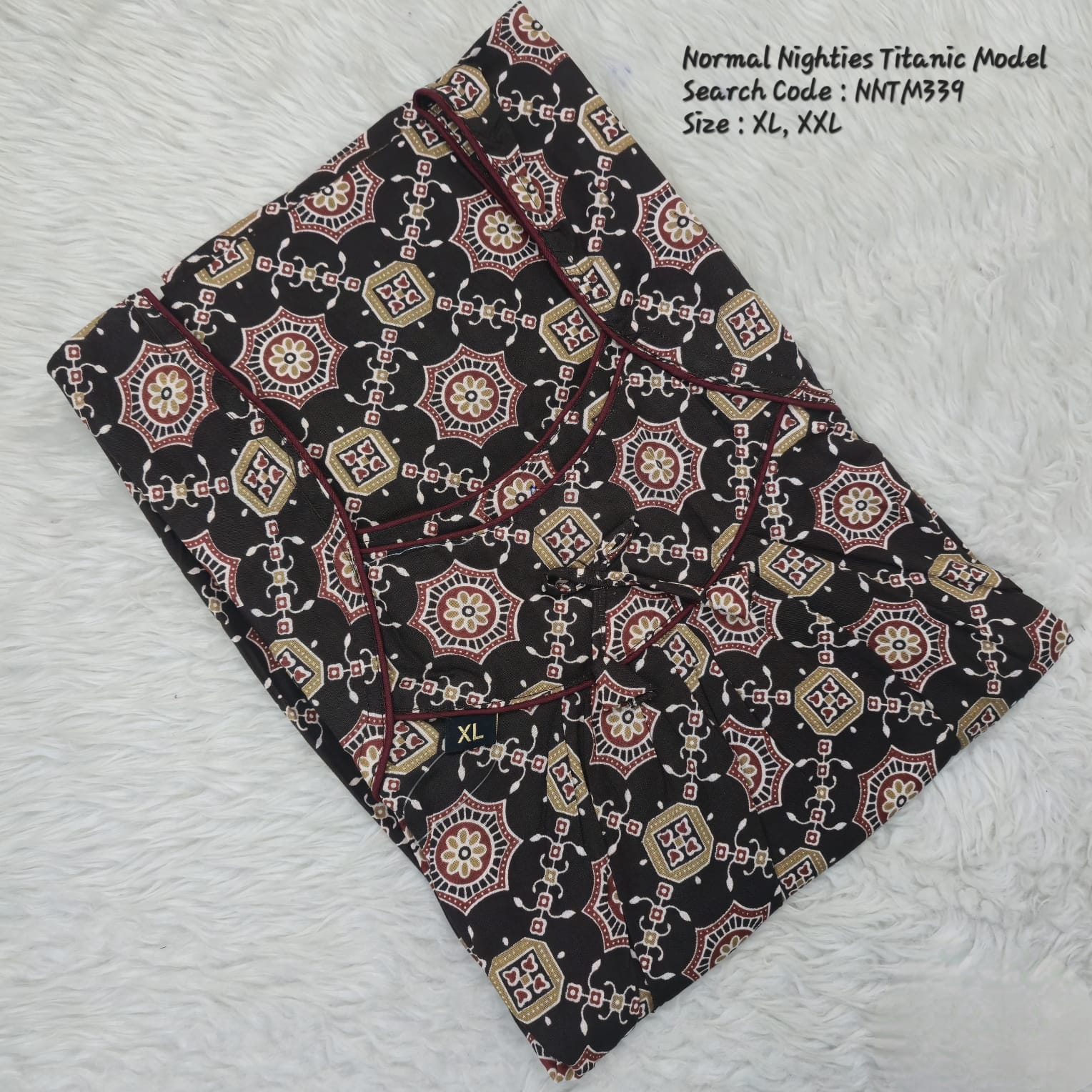 Coffee Brown Cotton Nila Titanic Model Nighties -NNTM339