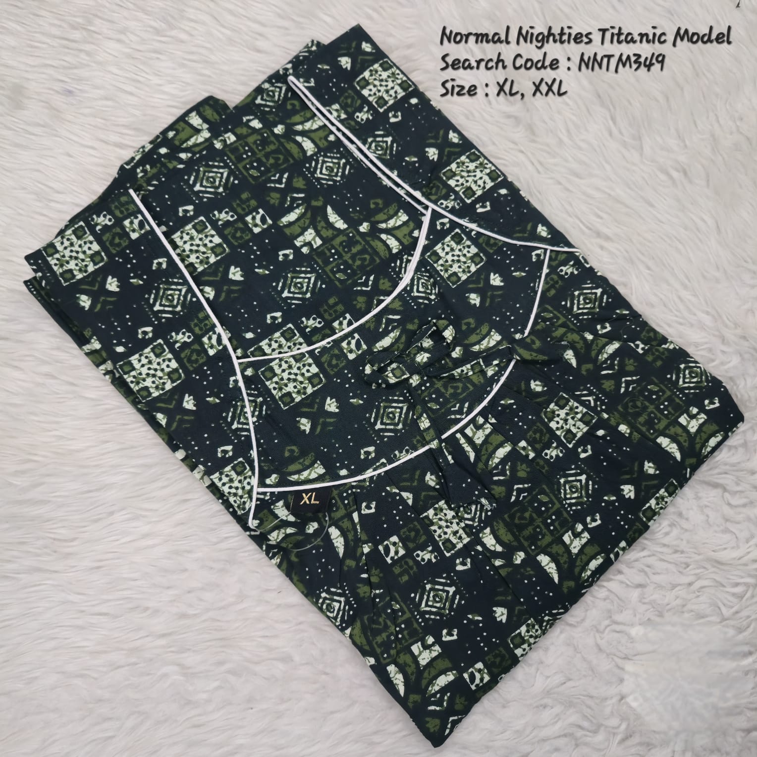 Bottle Green Cotton Nila Titanic Model Nighties -NNTM349