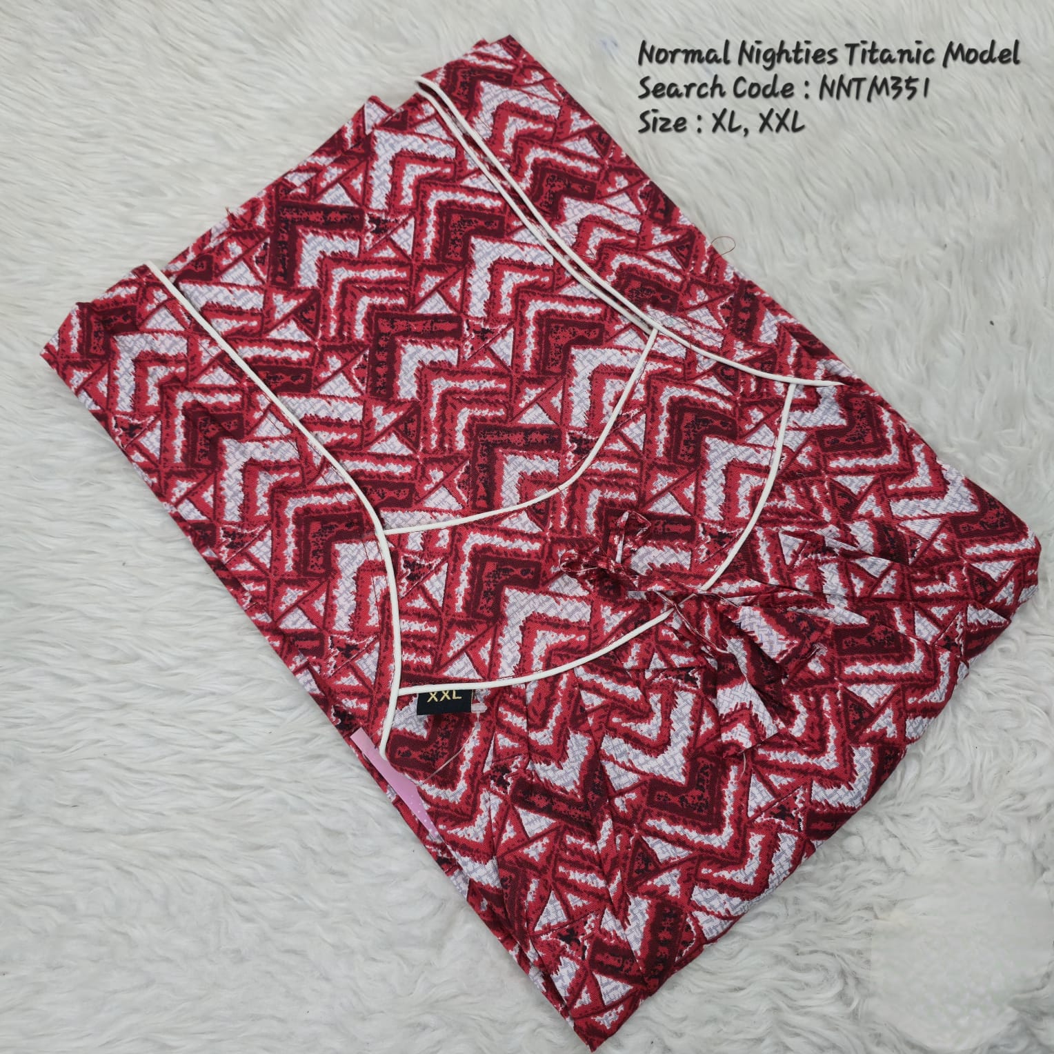 Red Cotton Nila Titanic Model Nighties -NNTM351