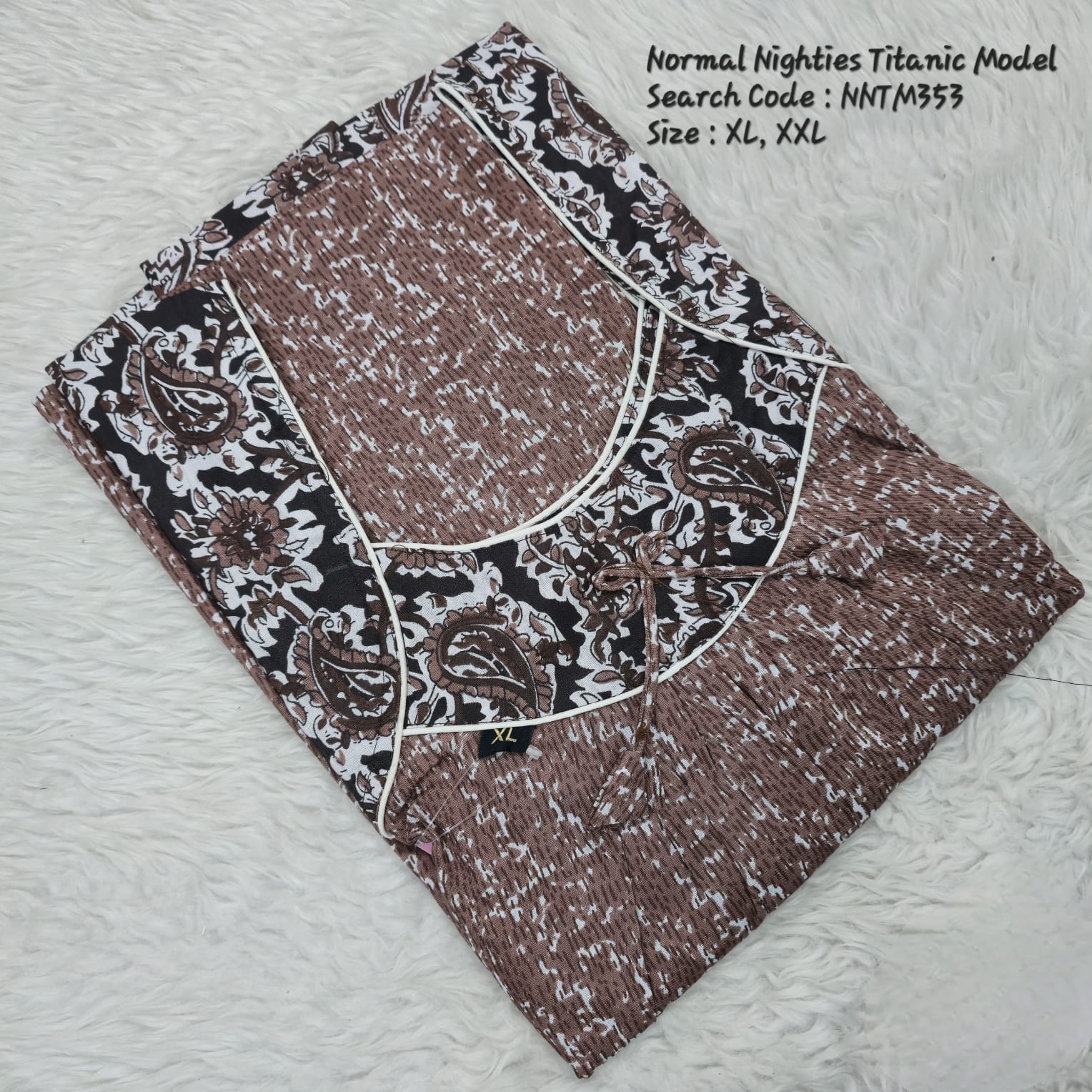 Brown Cotton Nila Titanic Model Nighties -NNTM353