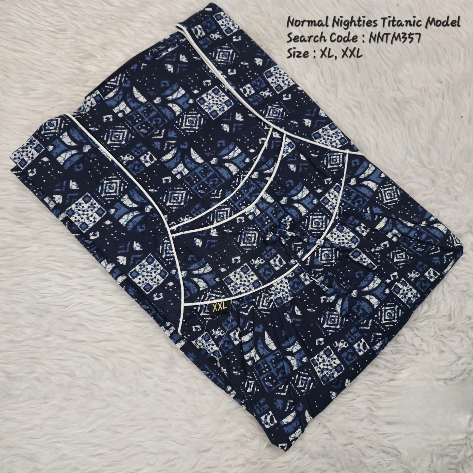 Ink Blue Cotton Nila Titanic Model Nighties -NNTM357