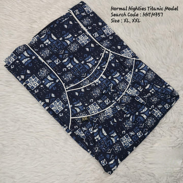 Ink Blue Cotton Nila Titanic Model Nighties -NNTM357
