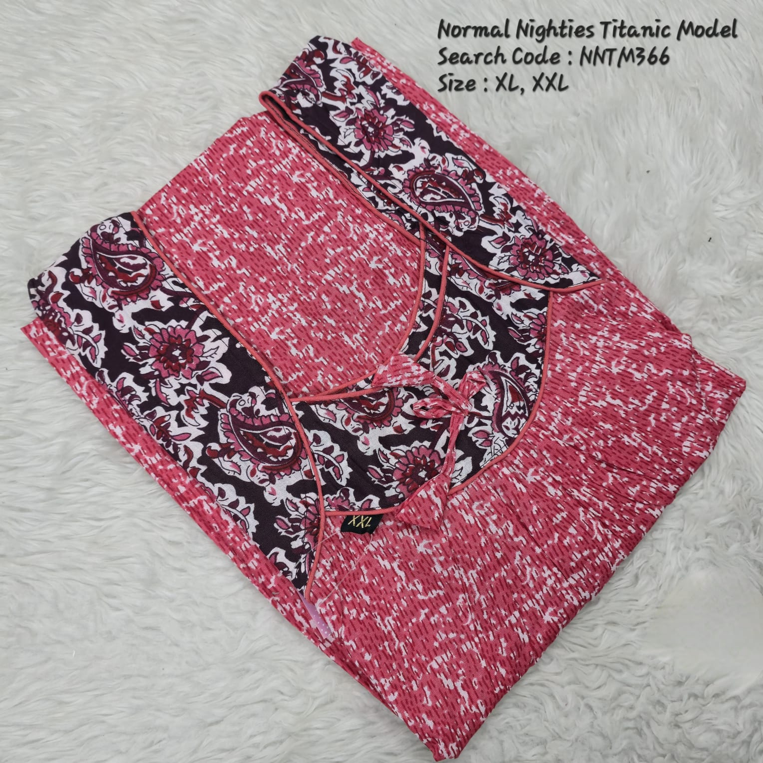 Pink Cotton Nila Titanic Model Nighties -NNTM366