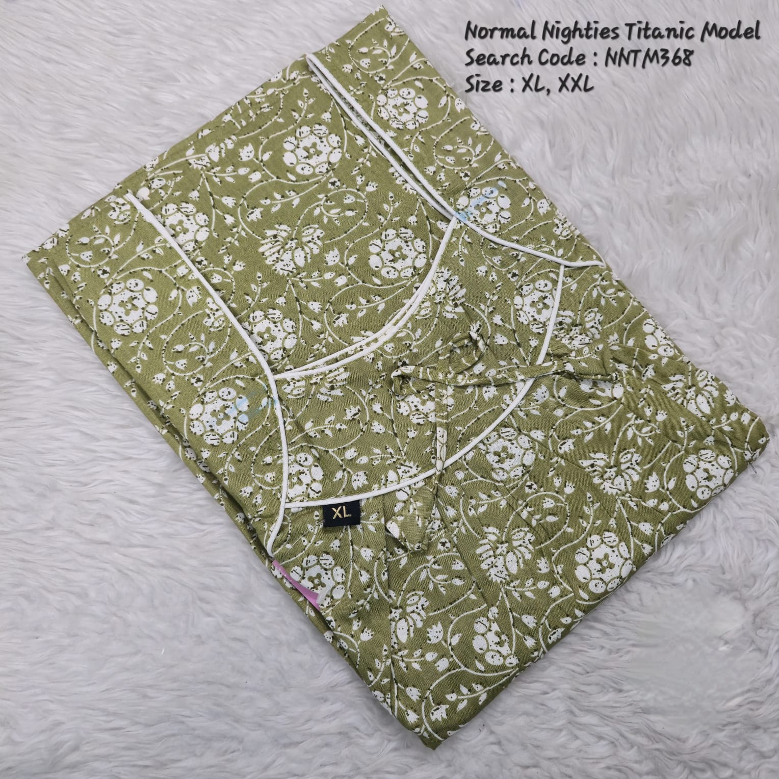 Pista Green Cotton Nila Titanic Model Nighties -NNTM368
