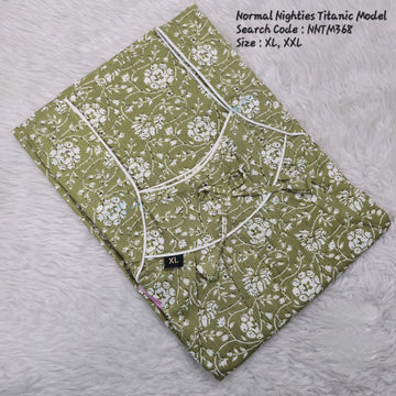 Pista Green Cotton Nila Titanic Model Nighties -NNTM368
