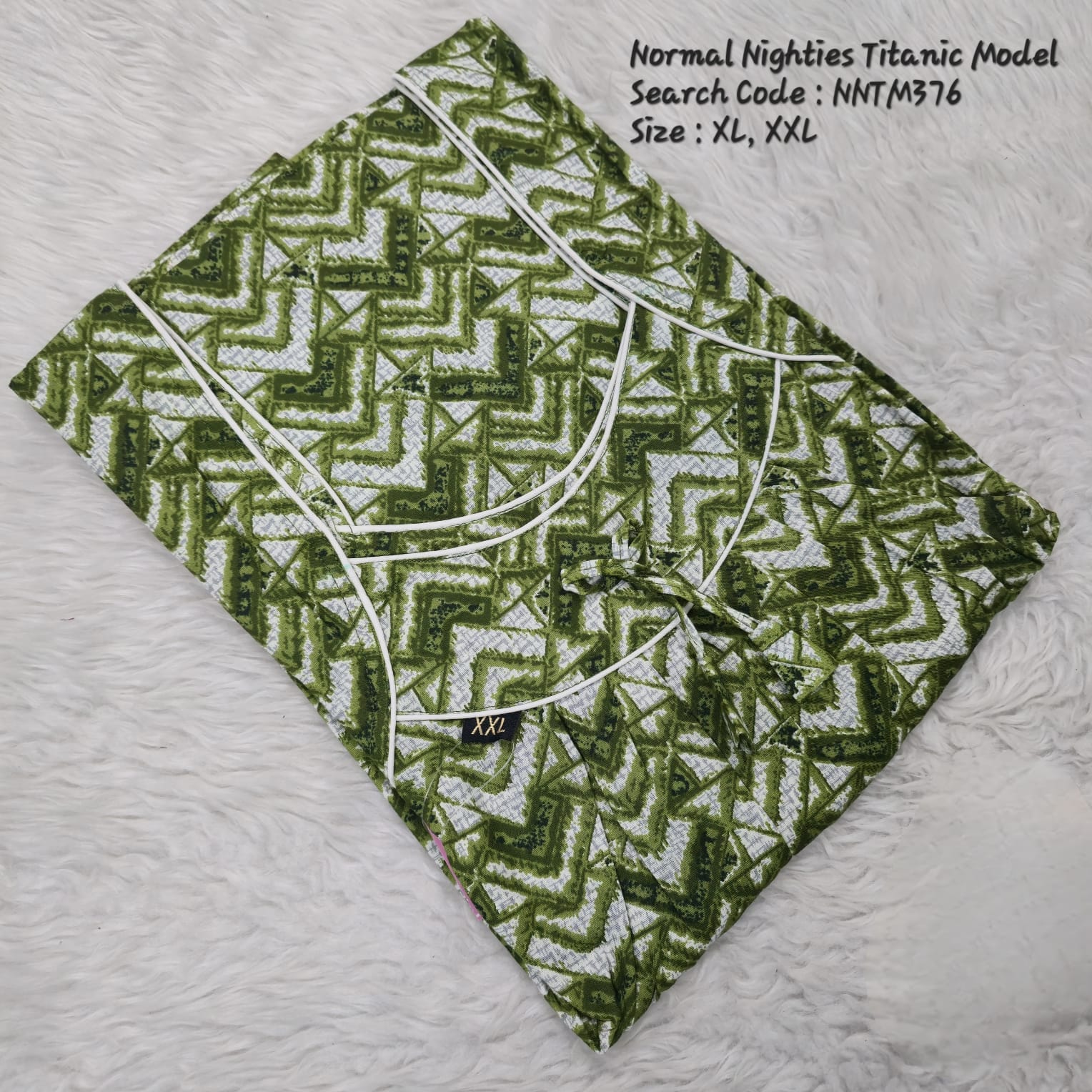 Green Cotton Nila Titanic Model Nighties -NNTM376