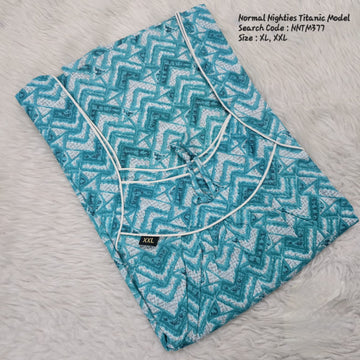 Sky Blue Cotton Nila Titanic Model Nighties -NNTM377