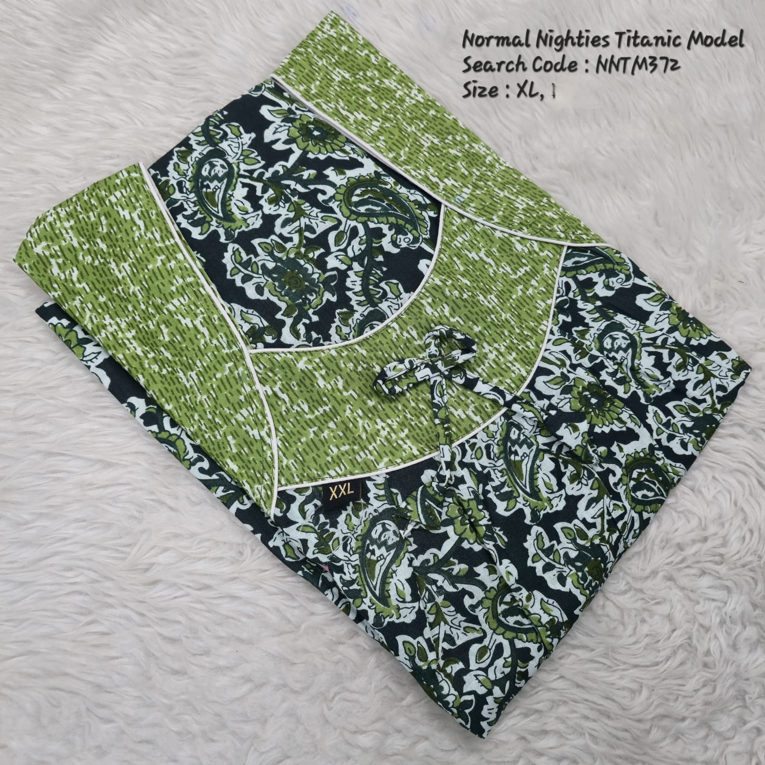 Bottle Green Cotton Nila Titanic Model Nighties -NNTM372