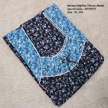 Navy Blue Cotton Nila Titanic Model Nighties -NNTM375