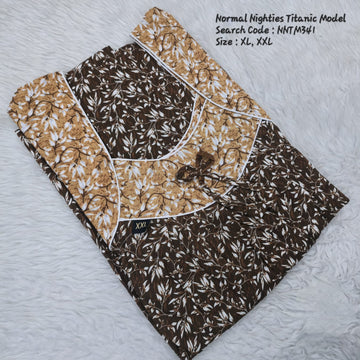 Coffee Brown Cotton Nila Titanic Model Nighties -NNTM341