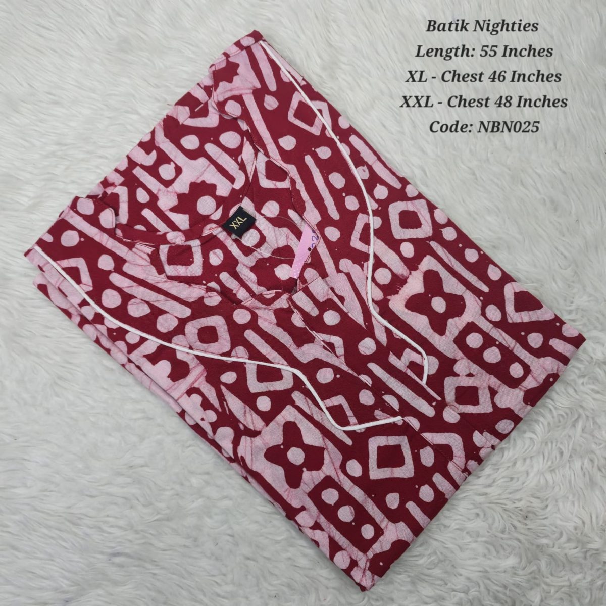 Pink Cotton Nila Batik Nighties - NBN025