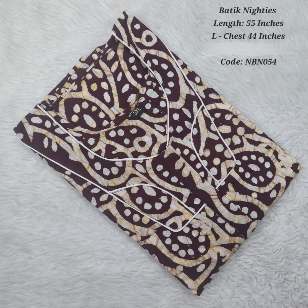Brown Cotton Nila Batik Nighties - NBN054
