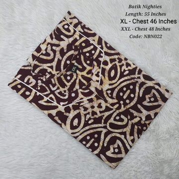 Brown Cotton Nila Batik Nighties - NBN026
