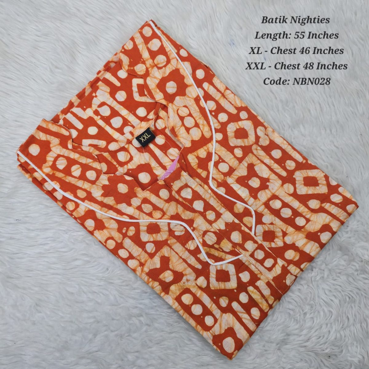 Orange Cotton Nila Batik Nighties - NBN028