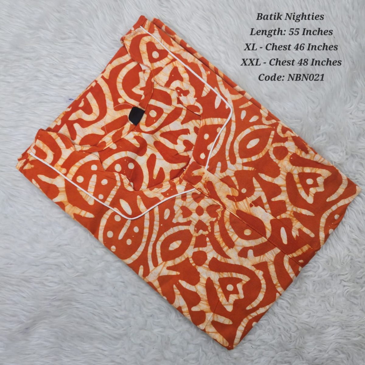 Orange Cotton Nila Batik Nighties - NBN021
