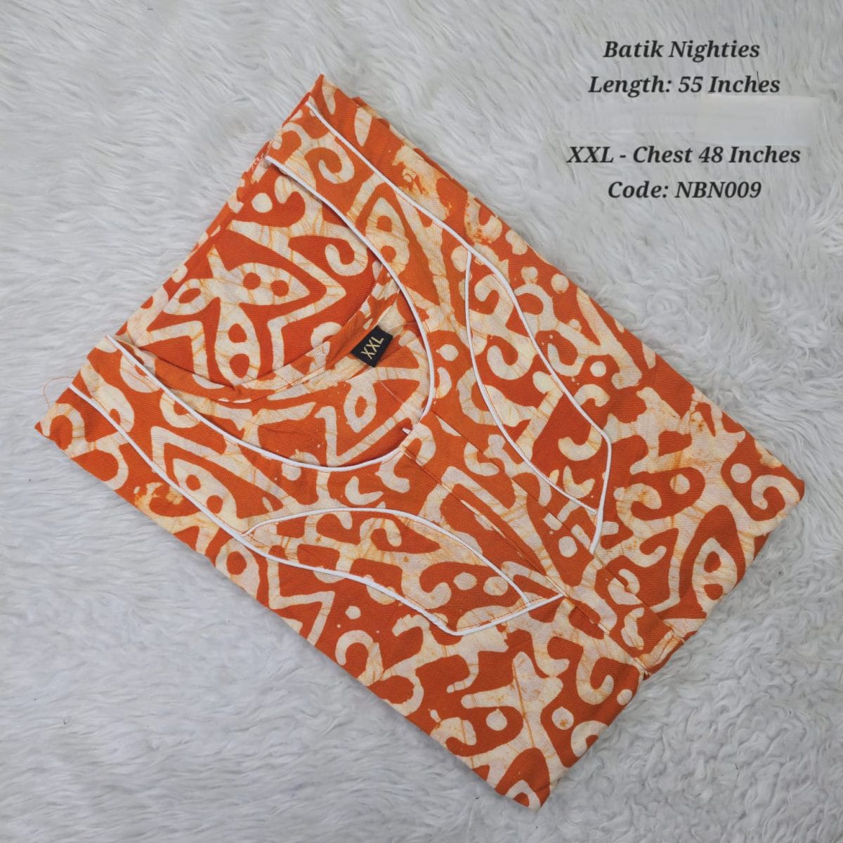 Orange Cotton Nila Batik Nighties - NBN009