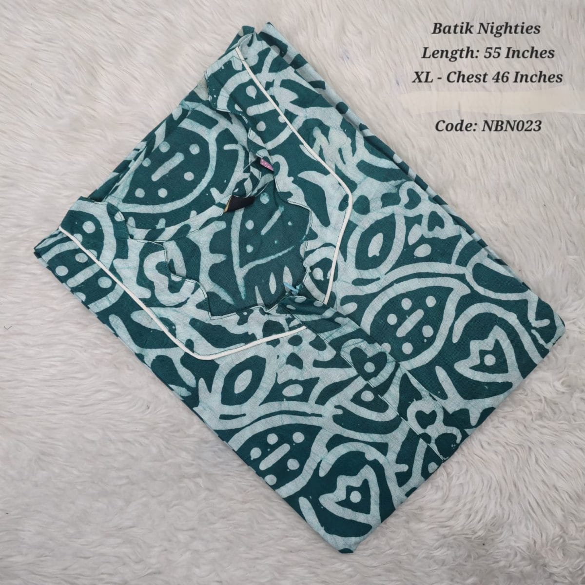 Teal Cotton Nila Batik Nighties - NBN023