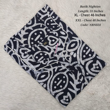 Navy Blue Cotton Nila Batik Nighties - NBN024